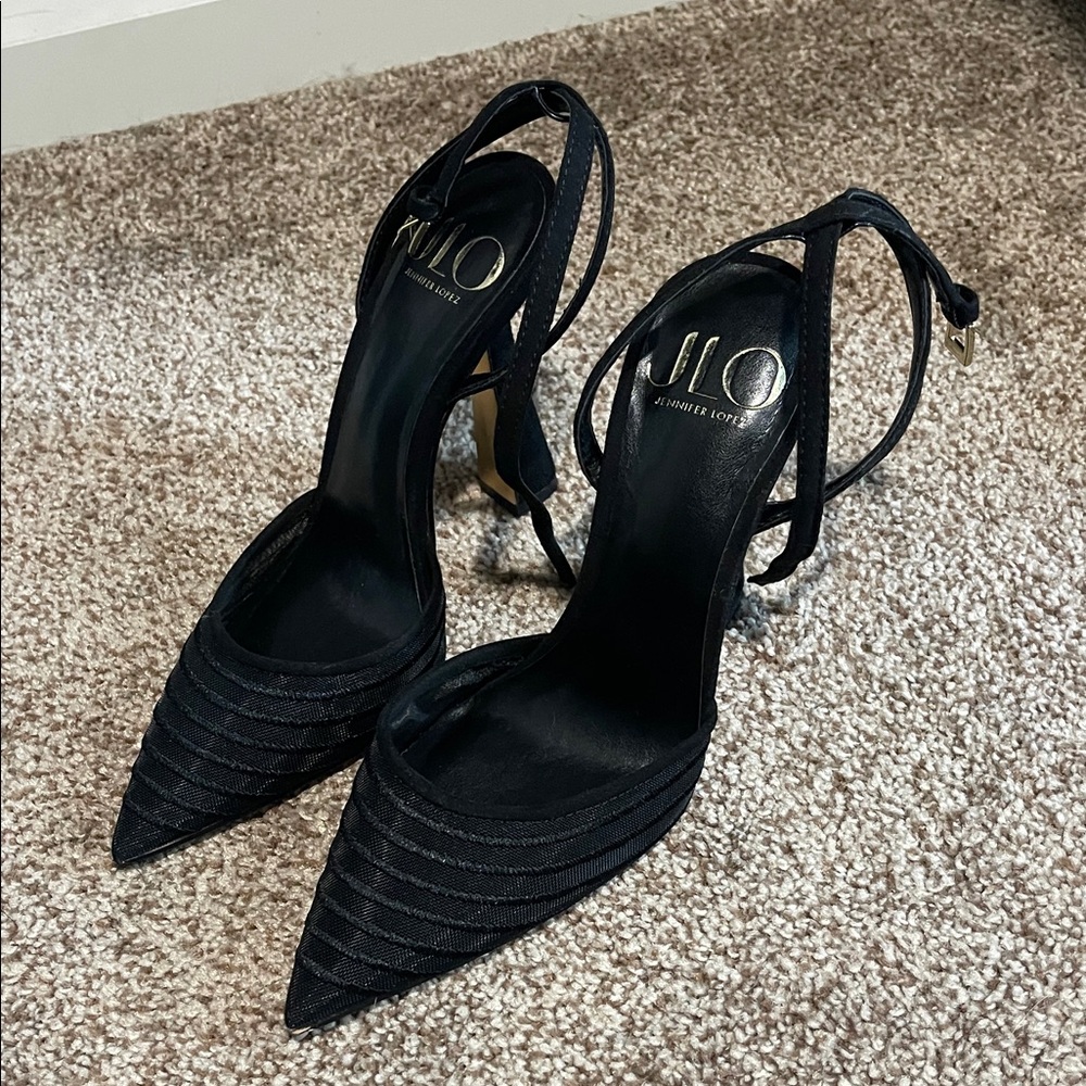 Jennifer Lopez Black Strappy Heels